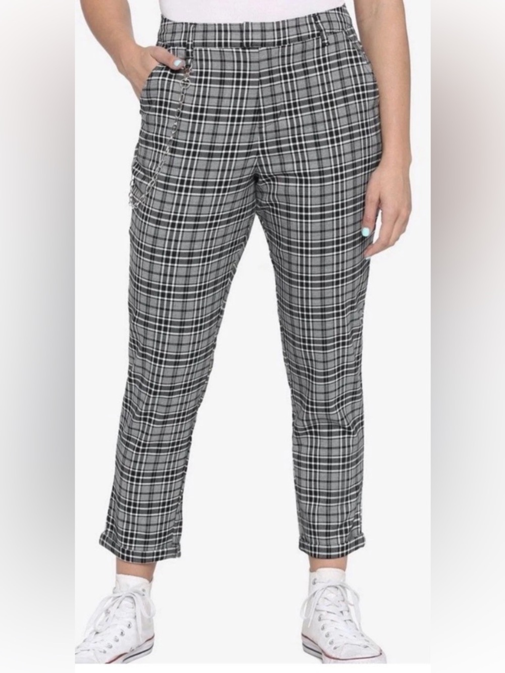 NWT Hot Topic Women’s Gray Plaid Trouser Tapered Fit Size 2X